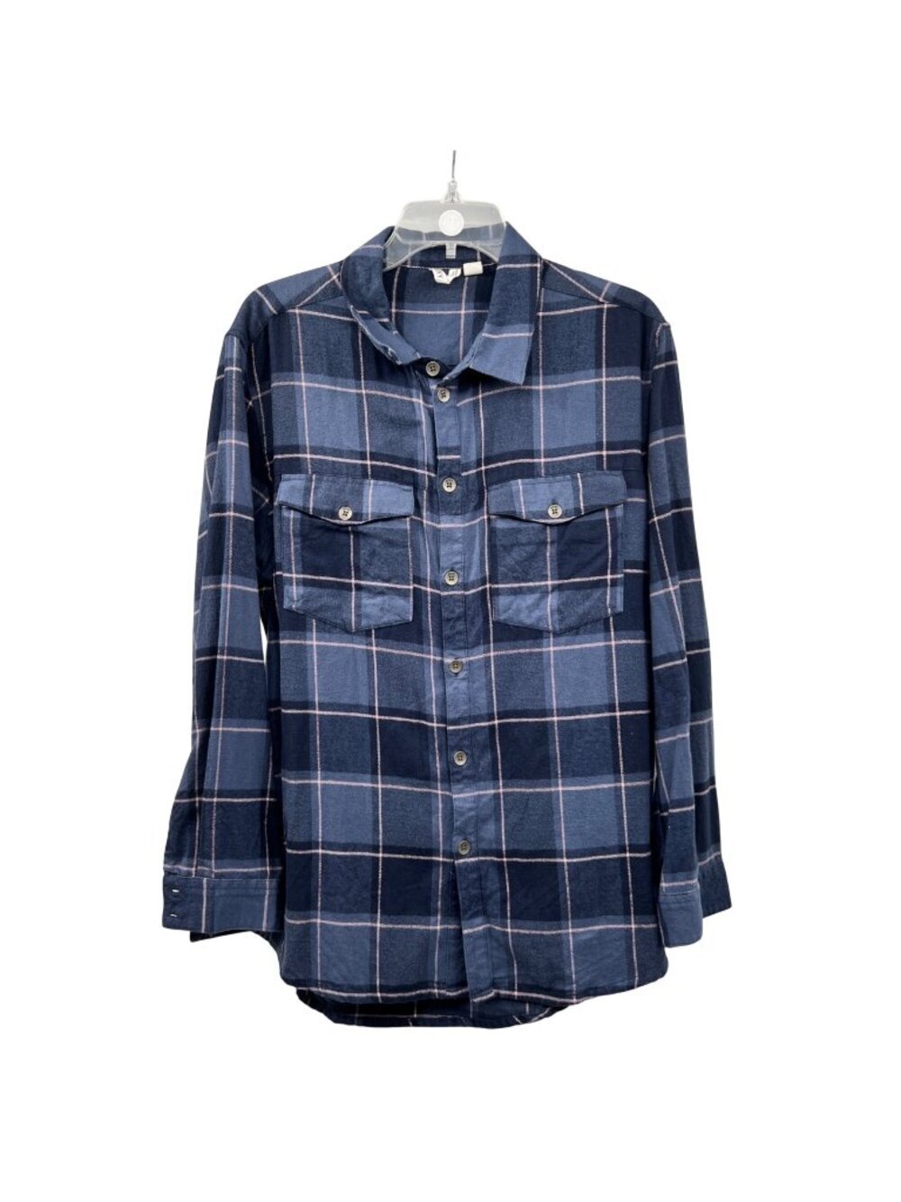 Roxy Womens Plaid Button Up Top Flannel Long Sleeve Blue/Multi Size Medium